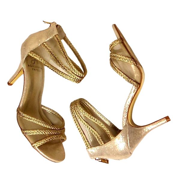 Adrianna Papell Adler Gold Evening Pumps - 7.5 - Picture 2 of 6